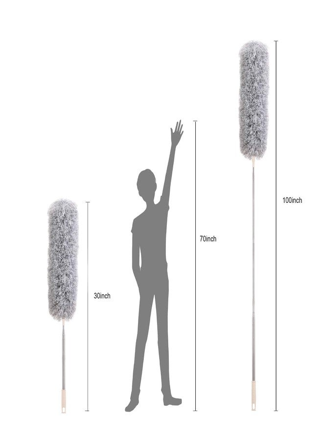 OZXI Microfiber Duster for Cleaning with Telescopic Extension Pole Long Upto 100 InchesBendable Head, Scratch-Resistant Washable Duster for High Ceiling Fan Car Furniture Home(Grey). - Image 3